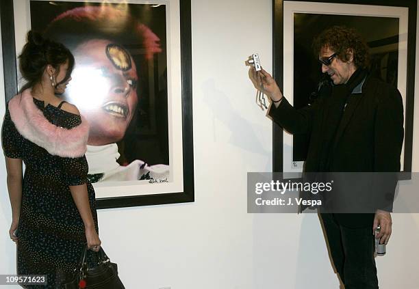 Sonja Kinski and Mick Rock during DKNY Jeans Presents "Mick Rock Live in L.A." Exhibit at the Lo-Fi Gallery at Lo-Fi in Los Angeles, California,...