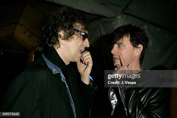 Mick Rock and Donovan Leitch during DKNY Jeans Presents "Mick Rock Live in L.A." Exhibit at the Lo-Fi Gallery at Lo-Fi in Los Angeles, California,...
