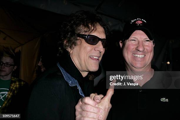 Mick Rock and Brian Carter during DKNY Jeans Presents "Mick Rock Live in L.A." Exhibit at the Lo-Fi Gallery at Lo-Fi in Los Angeles, California,...