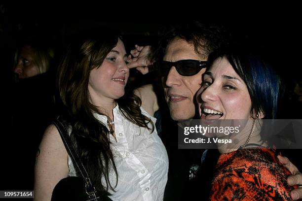 Blanca Apodaca, Mick Rock and Rose Apodaca-Jones during DKNY Jeans Presents "Mick Rock Live in L.A." Exhibit at the Lo-Fi Gallery at Lo-Fi in Los...