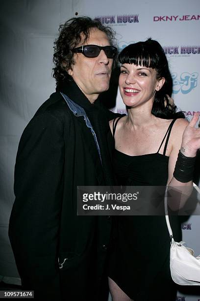 Mick Rock and Pauley Perrette during DKNY Jeans Presents "Mick Rock Live in L.A." Exhibit at the Lo-Fi Gallery at Lo-Fi in Los Angeles, California,...