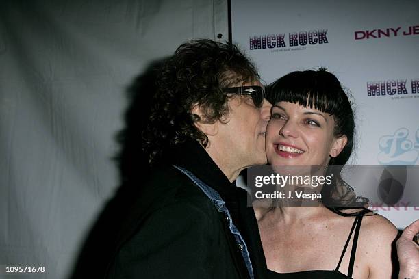 Mick Rock and Pauley Perrette during DKNY Jeans Presents "Mick Rock Live in L.A." Exhibit at the Lo-Fi Gallery at Lo-Fi in Los Angeles, California,...