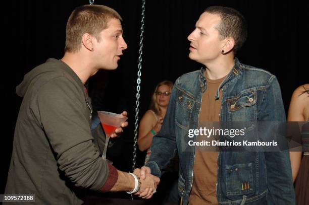 Rob Thomas with Chester Bennington of Linkin Park during LIVE 8 - Philadelphia - Will Smith Celebrates LIVE 8 With a Pre-Launch Party at 23rd Street...