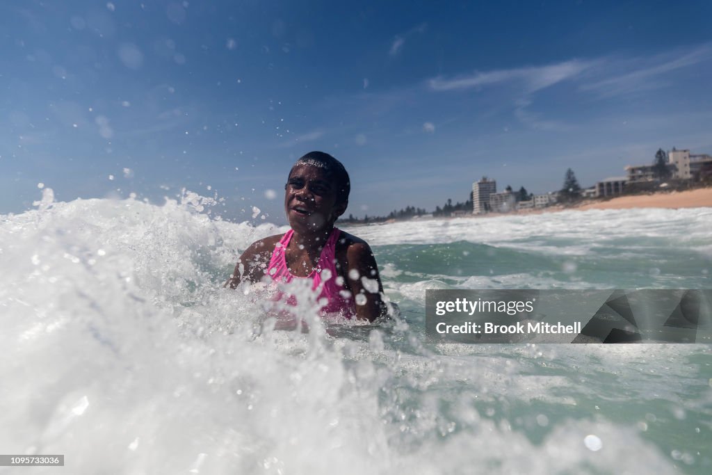 Indigenous Children From Remote Australian Communities Visit Beach For First TIme