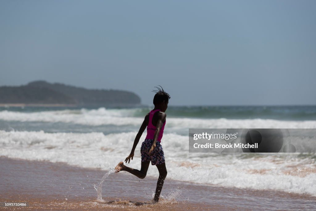 Indigenous Children From Remote Australian Communities Visit Beach For First TIme