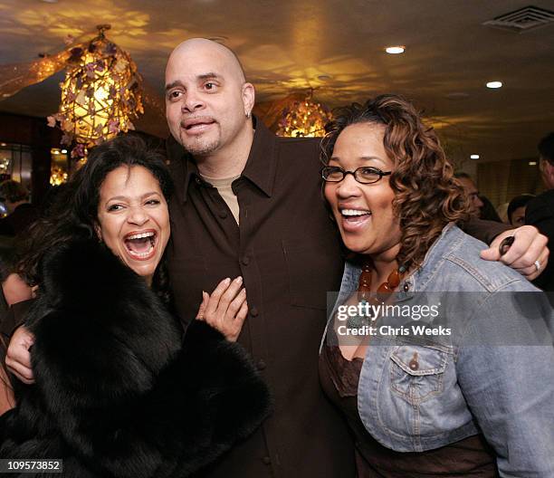 Debbie Allen, Sinbad and Kym Whitley during Crustacean Hosts Benefit for The M: Gray Music Academy - Inside and Performances at Crustacean in Beverly...