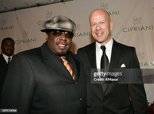 Cedric "The Entertainer" and Bruce Willis during Royal Birthday Ball for Sean "P. Diddy" Combs - Red Carpet at Cipriani's in New York City, New York,...