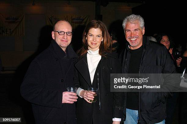 Steven Soderbergh, Jules Asner and Gary Ross during 2005 Sundance Film Festival - "The Jacket" Premiere After Party at Yoga Studio in Park City,...
