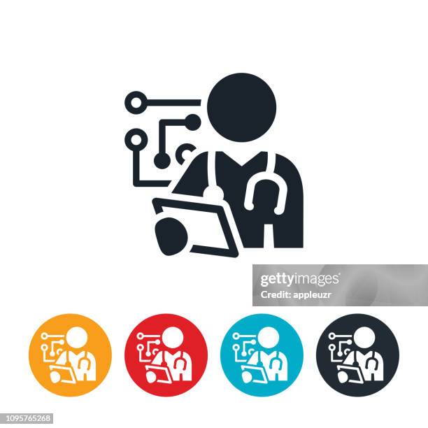 artificial intelligence in health care icon - electronic medical record stock illustrations