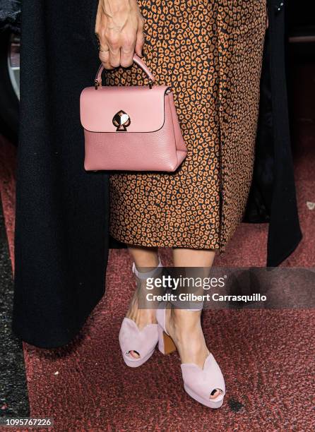 Actress Julia Jones, handbag and shoe detail, is seen arriving to Kate Spade Fashion show during New York Fashion Week at Cipriani 25 Broadway on...