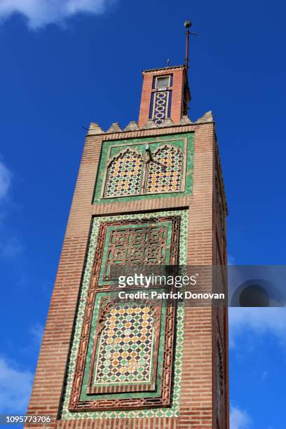 jedida mosque minaret, tangier, morocco - tangier stock pictures, royalty-free photos & images