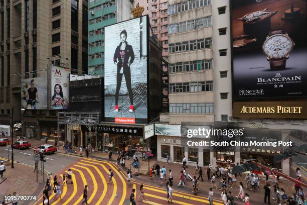 Luxury fashion store on Russell Street in the Causeway Bay shopping district. 11AUG15