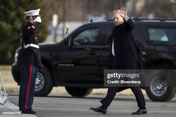 President Donald Trump waves while walking to Marine One after leaving Walter Reed National Military Medical Center in Bethesda, Maryland, U.S., on...