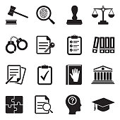 Legal Compliance Standards Icons. Black Flat Design. Vector Illustration.