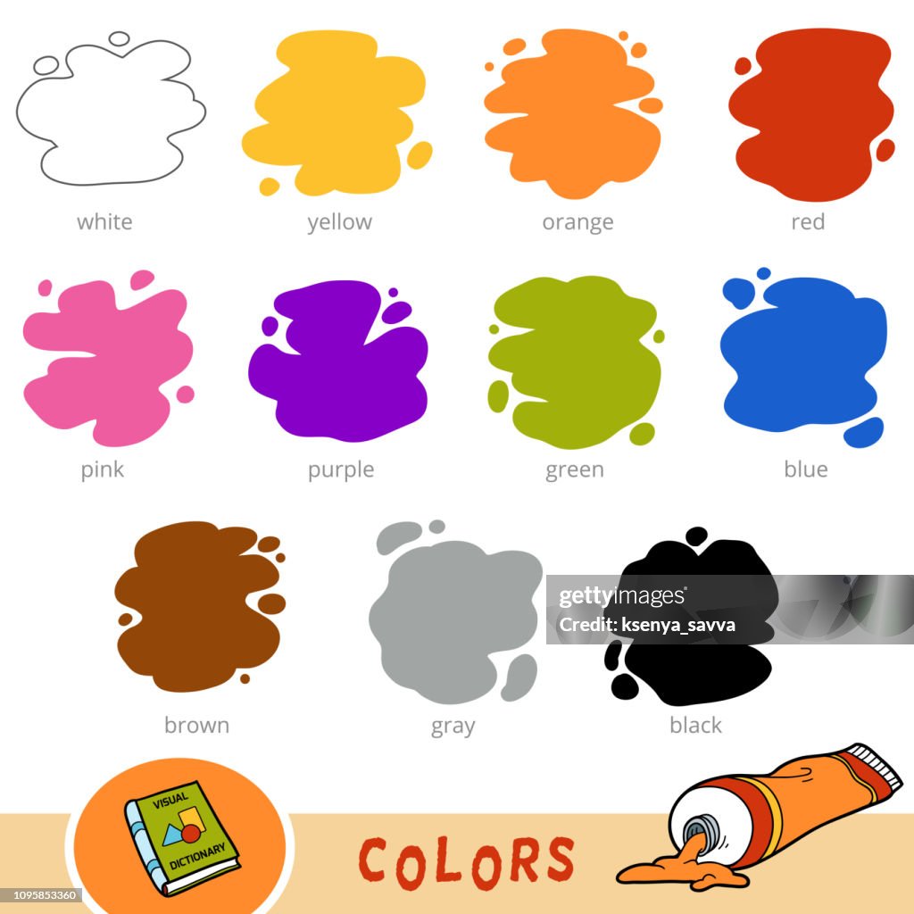 Colorful Set Of Basic Colors Visual Dictionary For Children High-Res ...