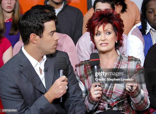 Carson Daly and Sharon Osbourne during MTV's "TRL" Tsunami Relief Benefit with Carson Daly and Sharon Osbourne - February 3, 2005 at MTV Studios,...