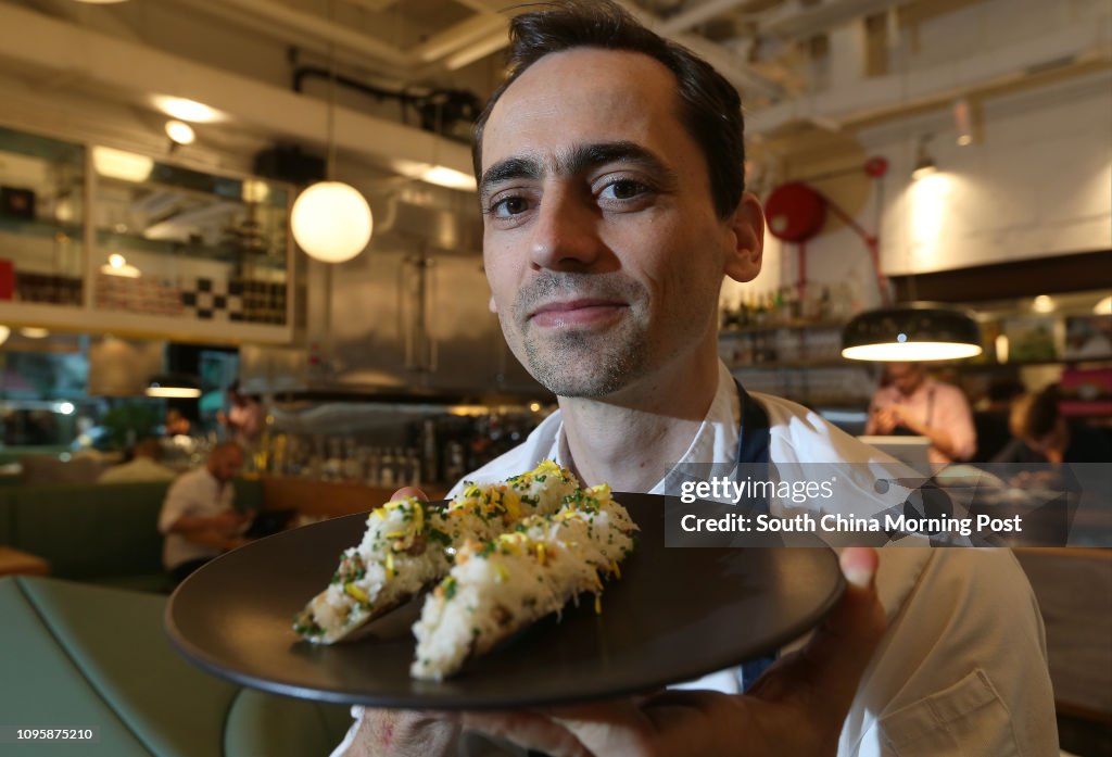 Dih Razor Michelin one star restaurant, Chef George Scott-Toft with dish Razor ...