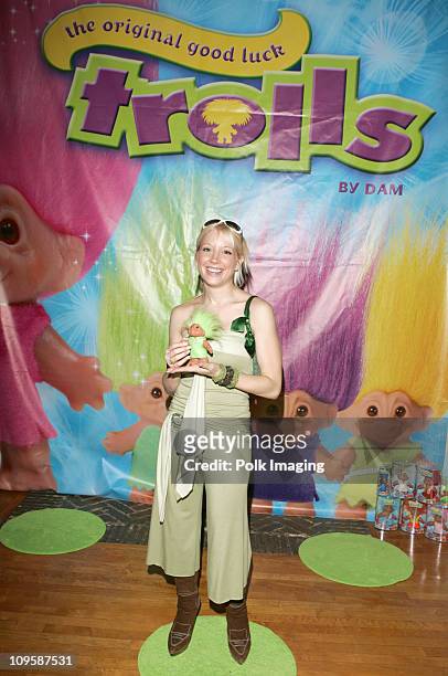 Courtney Peldon with Trolls during The Original Lucky Trolls at Silver Spoons Hollywood Buffet - Day 2 in Los Angeles, California.