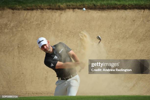 Paul Waring of England plays his fourth shot on the second hole during Day Three of the Abu Dhabi HSBC Golf Championship at Abu Dhabi Golf Club on...