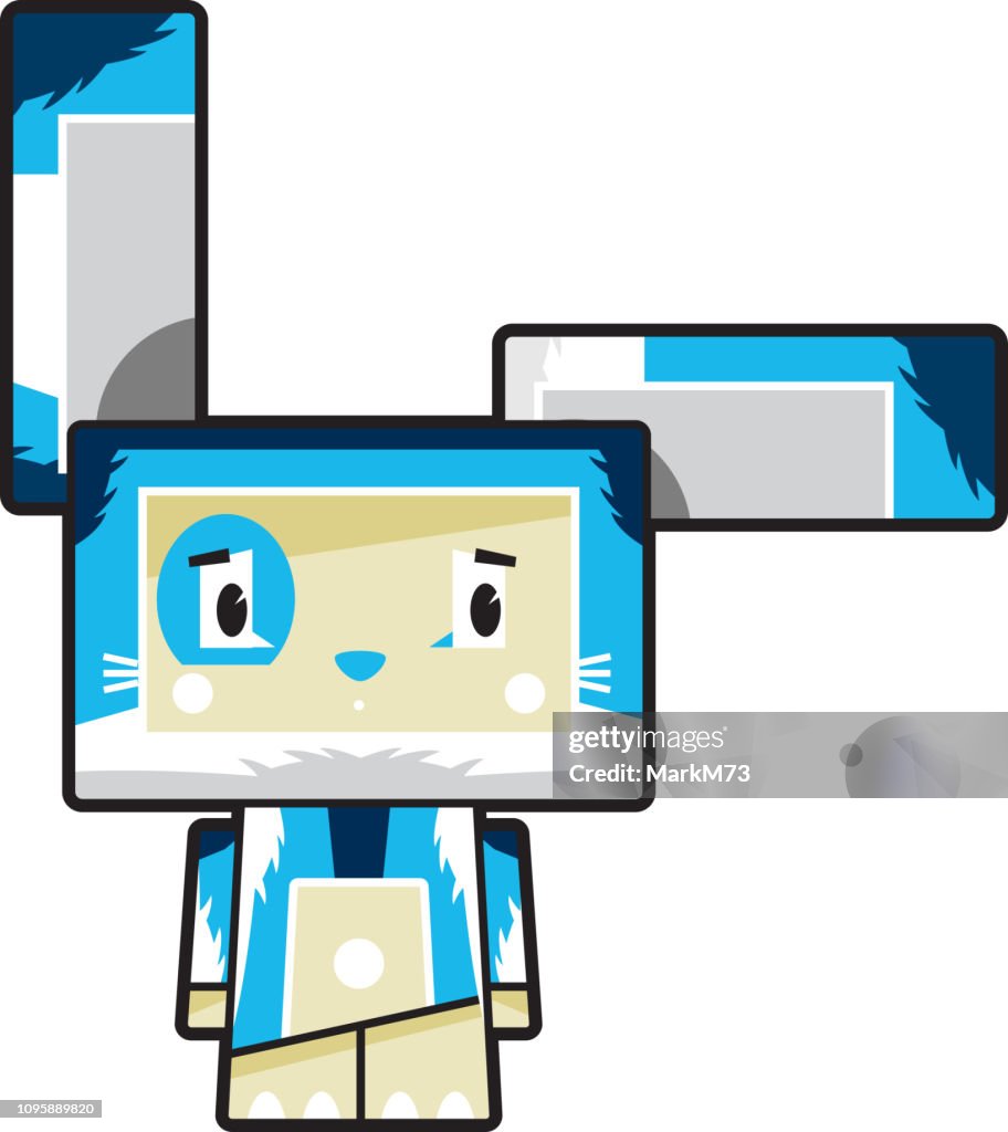 Blocky Rabbit Cartoon Network Cute Cartoon Block Bunny Rabbit Character High-Res Vector Graphic ...