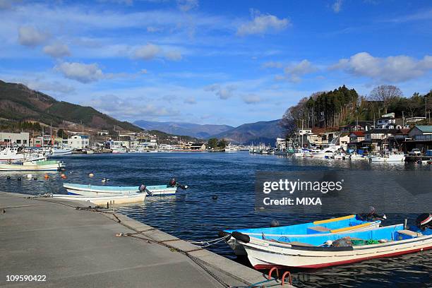 ofunato bay, ofunato, iwate, japan - iwate prefecture stock pictures, royalty-free photos & images