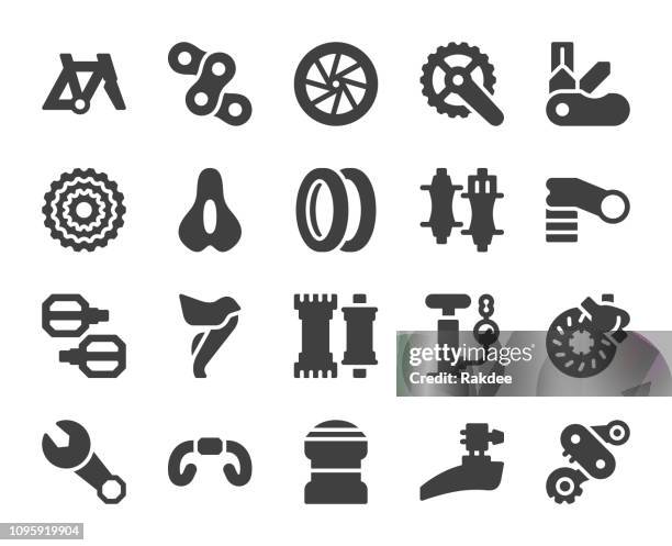 ilustraciones, imágenes clip art, dibujos animados e iconos de stock de piezas de la bicicleta - iconos - derailleur gear