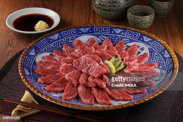 basashi - carne di cavallo foto e immagini stock