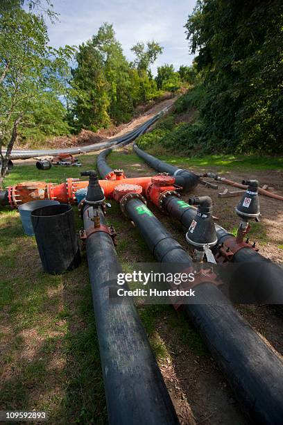 wastewater pipeline at a water treatment plant - wasserwerk stock-fotos und bilder