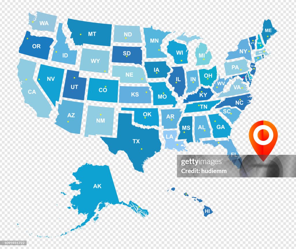Vector USA Administrative Map isolated