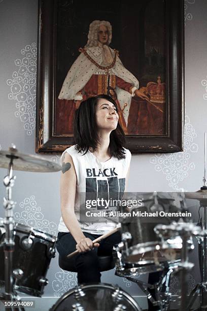 Singer Kathleen Hanna poses at a portrait session for Self Assignment in New York City, New York on January 05, 2011.