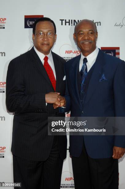 Dr. Benjamin Chavis and Simeon Wright during "The Untold Story of Emmett Louis Till" New York City Premiere at Dag Hammarskjolm Auditorium in New...