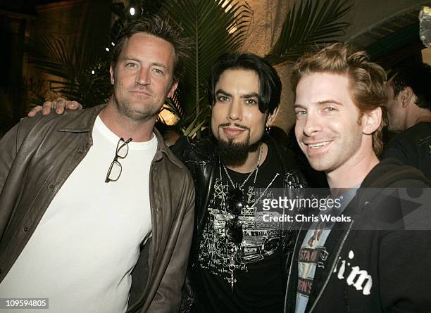 Matthew Perry, Dave Navarro and Seth Green during Belvedere Vodka Hosts the Second "Rock Star: INXS" Mansion Jam at Private Residence in Los Angeles,...