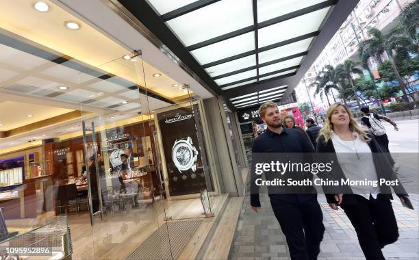 Tourist is seen outside a Emperor Watch and Jewellery Store on Nathan Road. 28DEC15 SCMP/ Felix Wong
