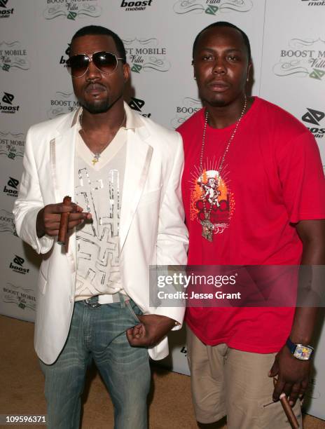 Kanye West and Really Doe during 2005 MTV VMA - Boost Mobile Party Hosted by Jermaine Dupri and Dave Meyers - Boost Mobile Villa - Casa Casuarina at...