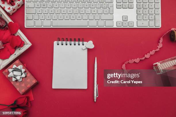 top view.flat lay.valentine desktop - office work flat lay stock pictures, royalty-free photos & images