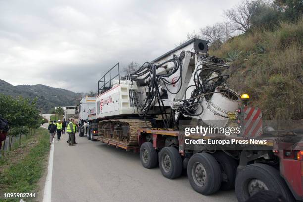 Rescue workers continue efforts to find toddler Julen Rosello, who fell down a narrow, 100-metre-deep borehole last Sunday, on January 18, 2019 in...