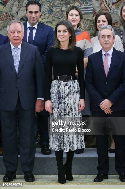 Queen Letizia of Spain meets the Orginizing committee of 'Fruit Attraction' at Zarzuela Palace on January 18, 2019 in Madrid, Spain.