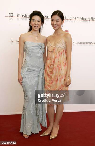 Charlie Young and Kim So Yeun during 2005 Venice Film Festival - "Seven Swords" Photocall at Casino Palace in Venice Lido, Italy.
