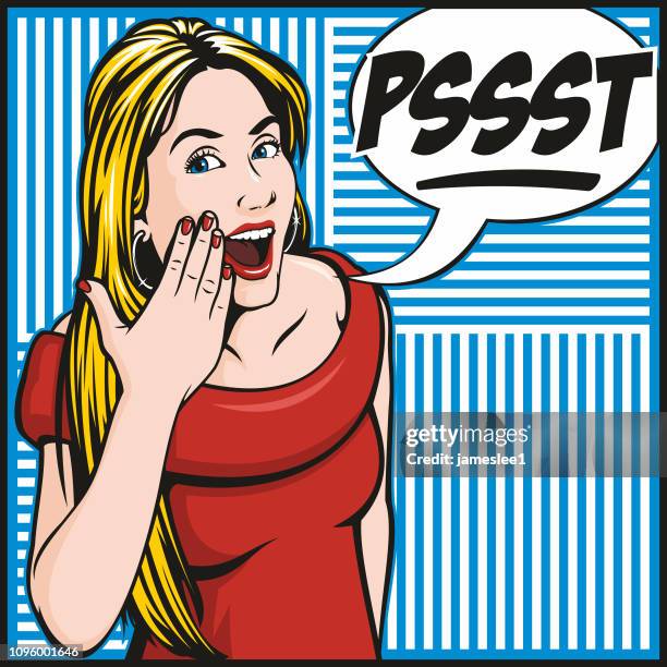 flüstern einer nachricht - blonde woman stock-grafiken, -clipart, -cartoons und -symbole