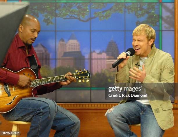 Skip Dorsey and Brian Littrell during Brian Littrell Visits "Good Morning Atlanta" To Promote His Album "Welcome Home" - May 2, 2006 at FOX 5 Studios...