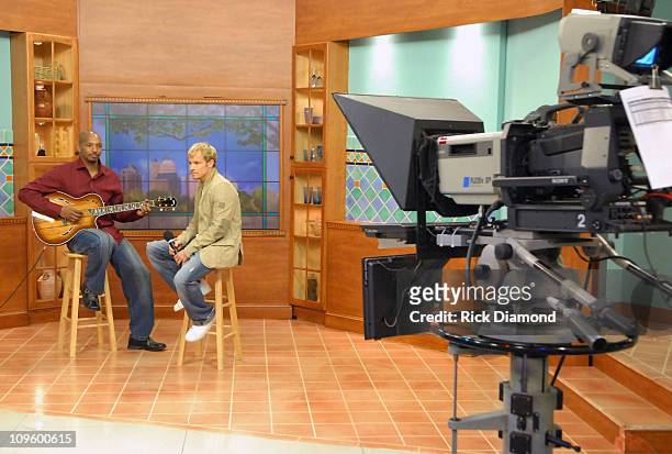 Skip Dorsey and Brian Littrell during Brian Littrell Visits "Good Morning Atlanta" To Promote His Album "Welcome Home" - May 2, 2006 at FOX 5 Studios...