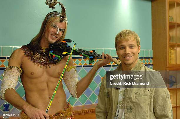 Jared Burnett of Cirque Dreams and Brian Littrell during Brian Littrell Visits "Good Morning Atlanta" To Promote His Album "Welcome Home" - May 2,...