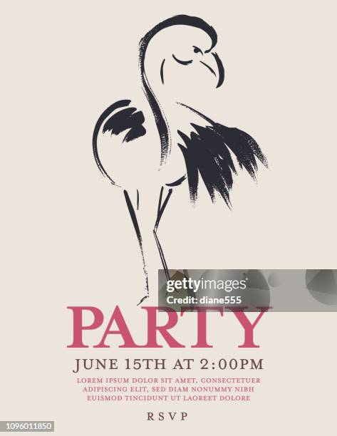 flamingo party invitation - flamingo stock illustrations