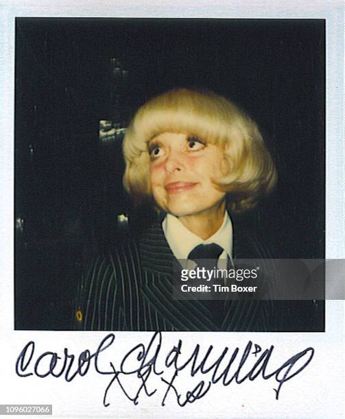 Polaroid portrait of the actress and singer Carol Channing with her signature on the border, taken at Regine's nightclub in New York, August 16, 1976.