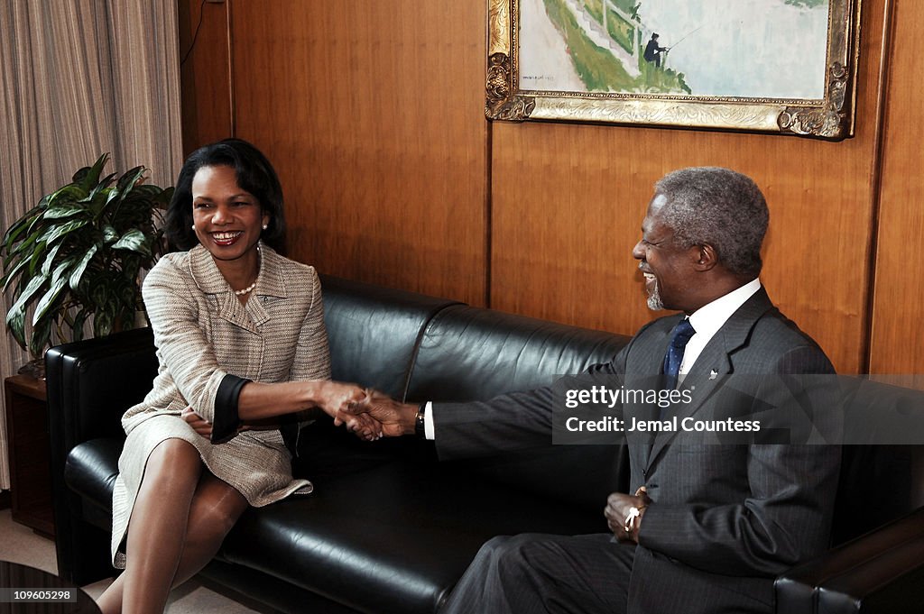 U.N. Secretary General Kofi Annan meets with U.S. Secretary of State, Condoleezza Rice