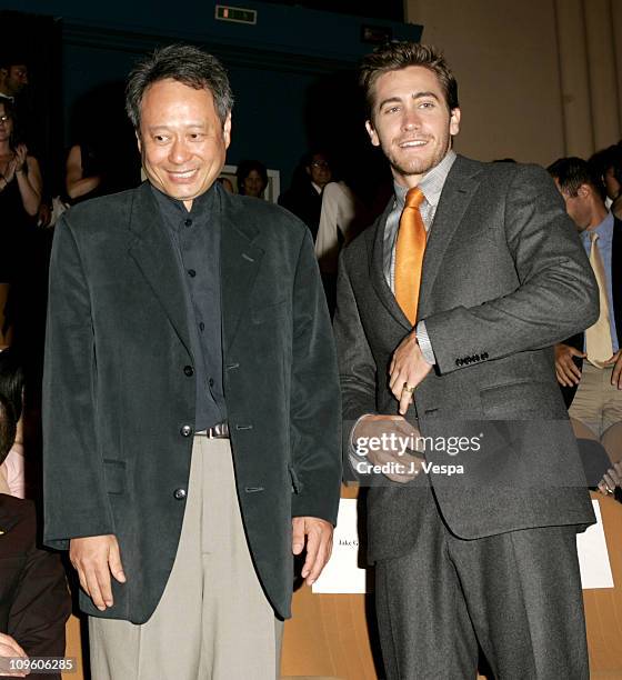 Ang Lee and Jake Gyllenhaal during 2005 Venice Film Festival - "Brokeback Mountain" Premiere - Inside at Palazzo del Cinema in Venice Lido, Italy.