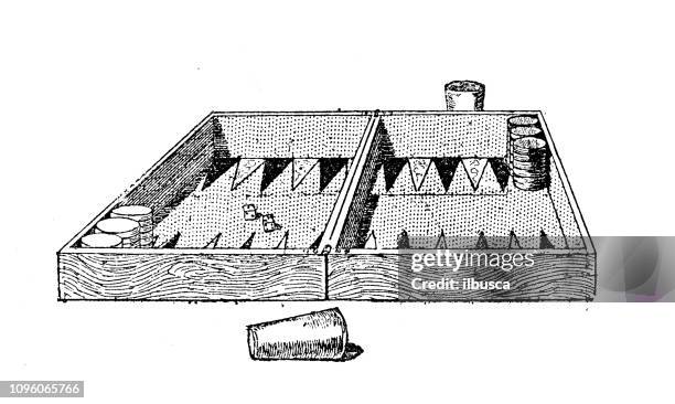 アンティークの古いフランス語彫刻イラスト: バックギャモン - backgammon点のイラスト素材／クリップアート素材／マンガ素材／アイコン素材
