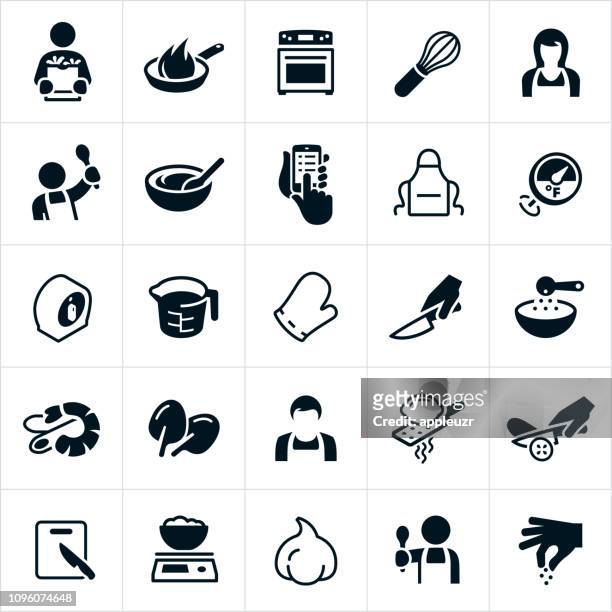 kochen icons - garkochen stock-grafiken, -clipart, -cartoons und -symbole