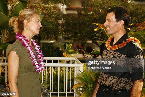 Joan Allen and Chris Leudi during 2006 Maui Film Festival - Opening Night Twilight Reception at Fairmont KeaLani Hotel in Maui, Hawaii, United States.