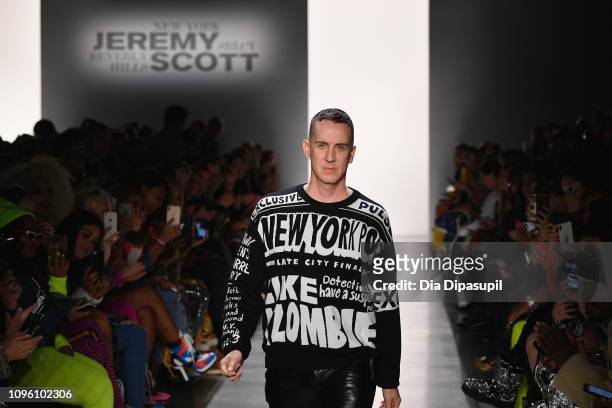 Designer Jeremy Scott walks the runway for the Jeremy Scott fashion show during New York Fashion Week: The Shows at Gallery I at Spring Studios on...